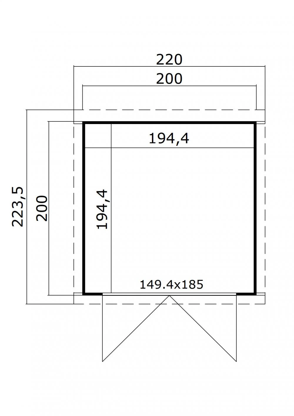 Outdoor Life Blokhut Kibo 1 Carbon Grey-Wit 200 x 200 cm - Afbeelding 3